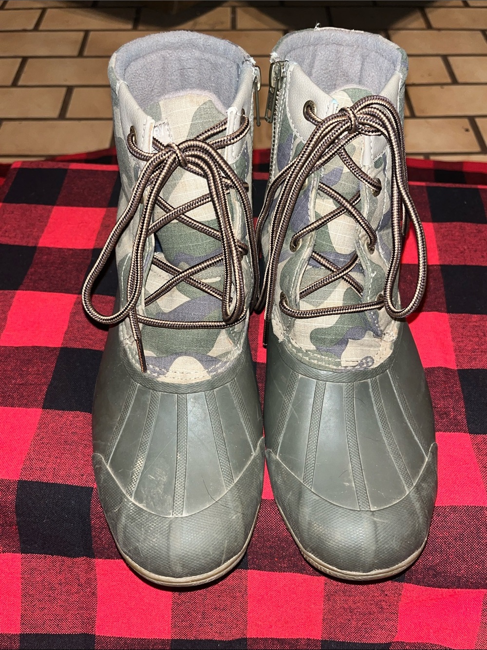 Sperry Green Camo Waterproof Winter Rain Boots